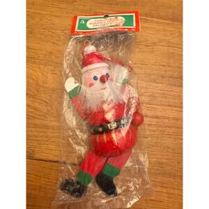 Vintage new in bag commodore brand wooden Santa puppet ornament